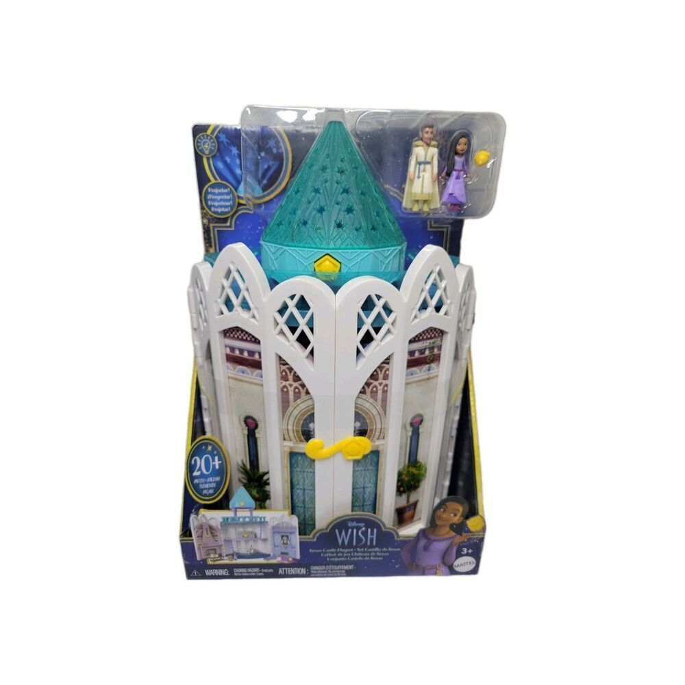 DISNEY Wish Rosas Castle Playset, Dollhouse with 2 Posable Mini Dolls & Star